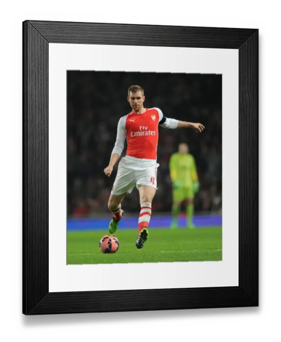 Framed Print : Per Mertesacker Focuses in FA Cup Clash: Arsenal vs Hull City (2014-15)
