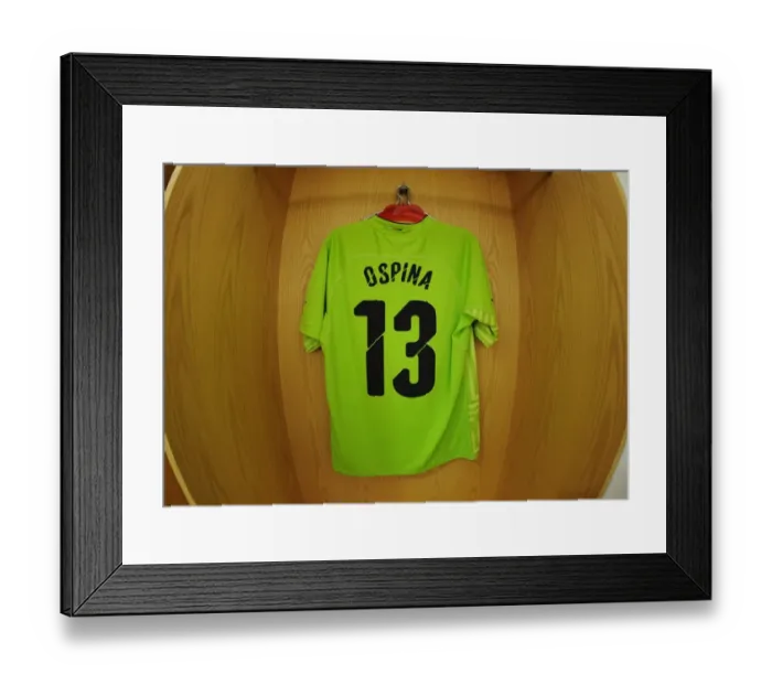 Framed Print : Arsenal's David Ospina in the Changing Room Before Arsenal v Hull City - FA Cup Third Round, 2015