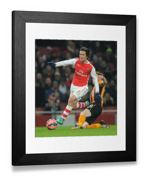 Framed Print : Arsenal's Tomas Rosicky Clashes with Hull City's Stephen Quinn in FA Cup Third Round