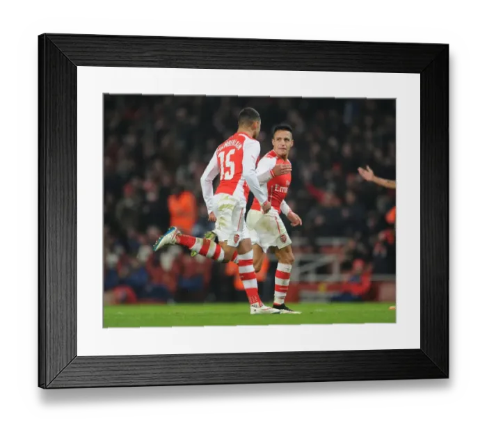 Framed Print : Alexis Sanchez and Alex Oxlade-Chamberlain Celebrate Goals in Arsenal's FA Cup Victory over Hull City
