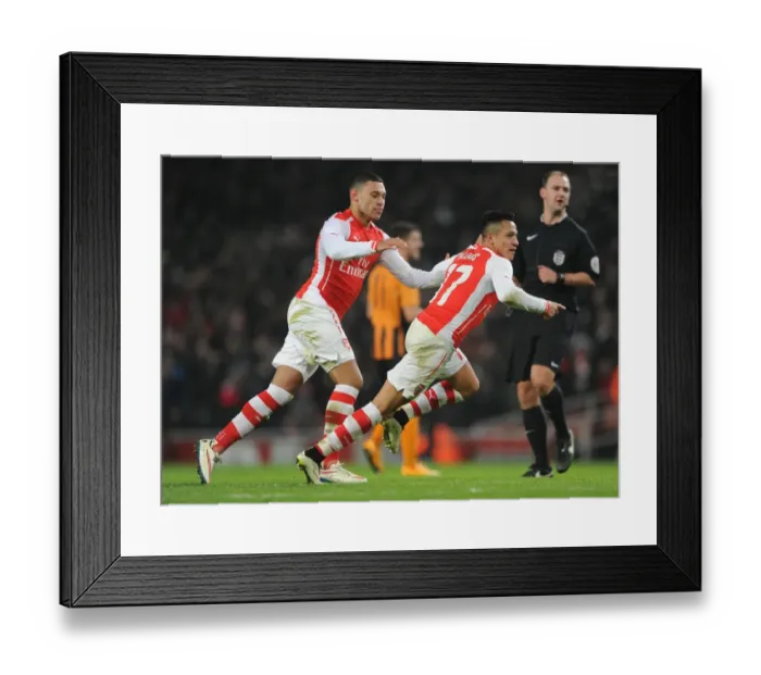 Framed Print : Arsenal's Star Duo: Sanchez and Oxlade-Chamberlain Celebrate FA Cup Goals vs Hull City Framed Print : Arsenal's Star Duo: Sanchez and Oxlade-Chamberlain Celebrate FA Cup Goals vs Hull City