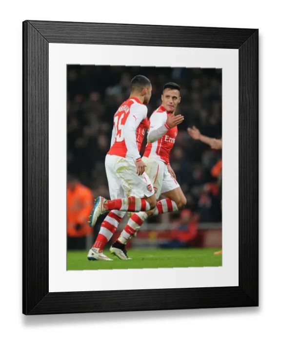 Framed Print : Arsenal's Unstoppable Duo: Sanchez and Oxlade-Chamberlain Celebrate FA Cup Goals Against Hull City