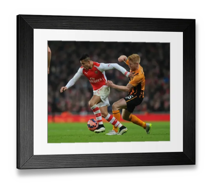 Framed Print : Arsenal's Alexis Sanchez Fends Off Hull City's Paul McShane in FA Cup Clash