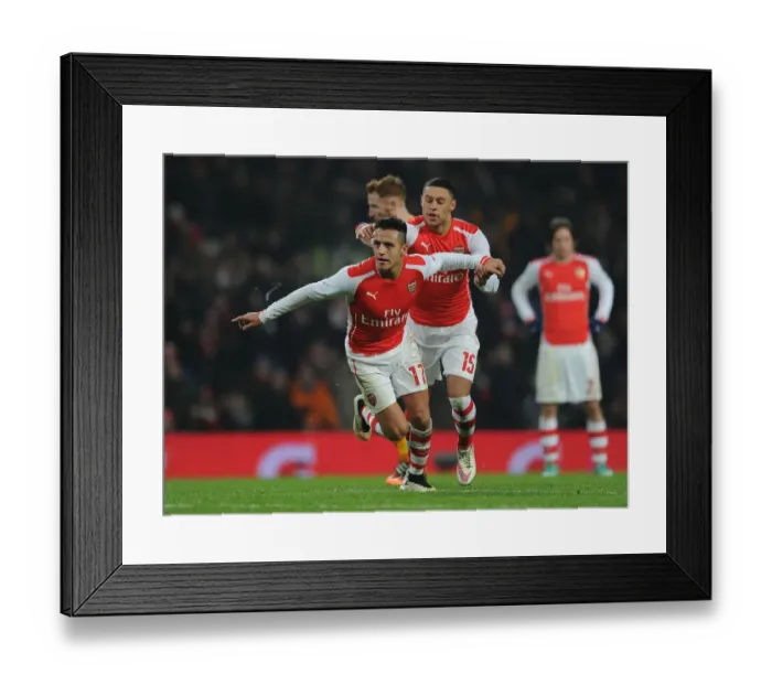 Framed Print : Arsenal's Alexis Sanchez and Alex Oxlade-Chamberlain Celebrate Goals Against Hull City in FA Cup Third Round