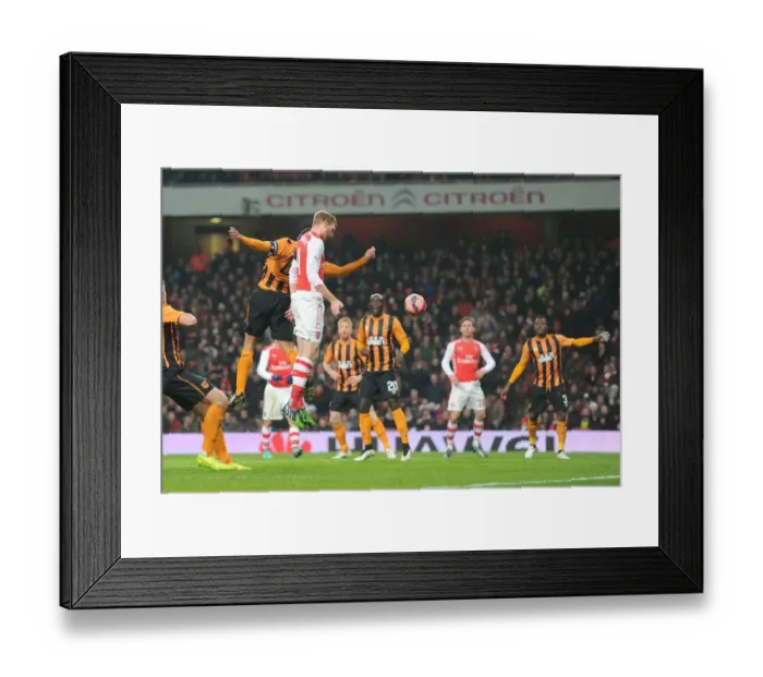 Framed Print : Arsenal's Per Mertesacker Scores Heading Goal Against Hull City in FA Cup Third Round
