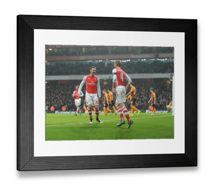 Framed Print : Arsenal's Per Mertesacker and Calum Chambers Celebrate Goal in FA Cup Third Round against Hull City Framed Print : Arsenal's Per Mertesacker and Calum Chambers Celebrate Goal in FA Cup Third Round against Hull City