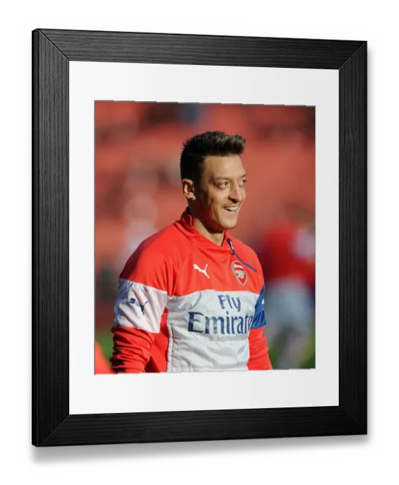 Framed Print : Mesut Ozil: Arsenal's Star Player Readies for Arsenal vs Stoke City, Premier League 2014-15