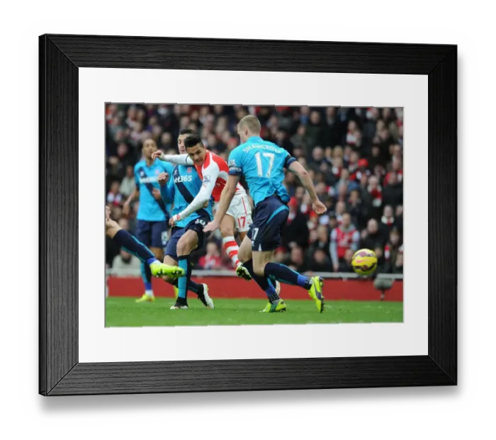 Framed Print : Alexis Sanchez Scores Intensely Contested Goal Against Stoke City, Premier League 2014-15 Framed Print : Alexis Sanchez Scores Intensely Contested Goal Against Stoke City, Premier League 2014-15