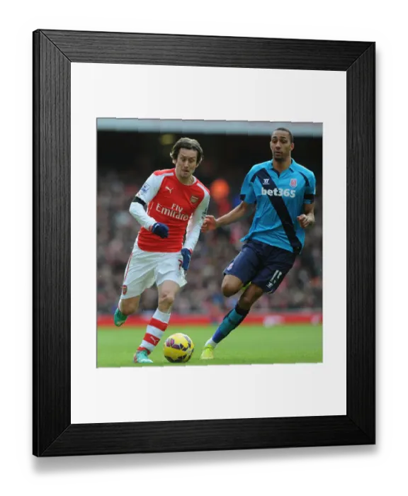 Framed Print : Arsenal's Rosicky Clashes with Stoke's Nzonzi in Premier League Showdown