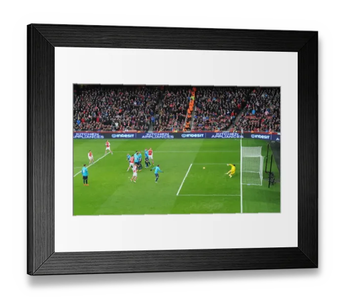 Framed Print : Alexis Sanchez Scores Free Kick: Arsenal's Third Goal Against Stoke City (2014-15) Framed Print : Alexis Sanchez Scores Free Kick: Arsenal's Third Goal Against Stoke City (2014-15)