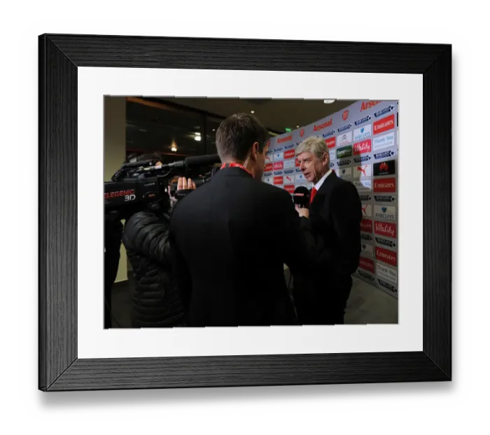 Framed Print : Arsene Wenger: Arsenal Manager's Pre-Match Interview (Arsenal v Stoke City, 2014-15)