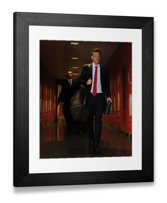Framed Print : Mesut Ozil Heads to the Arsenal Changing Room before Arsenal vs Stoke City, Premier League 2014-15