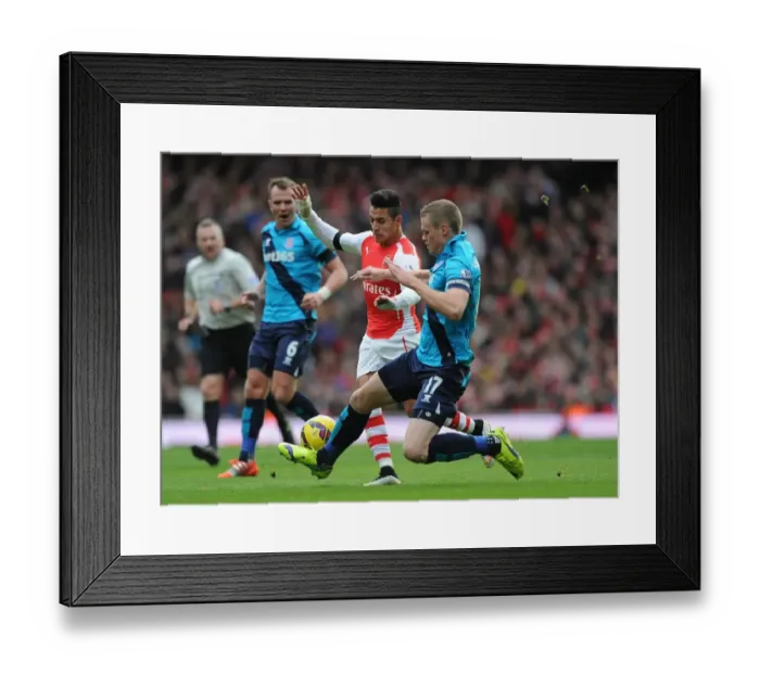 Framed Print : Arsenal vs Stoke City: Clash between Alexis Sanchez and Ryan Shawcross