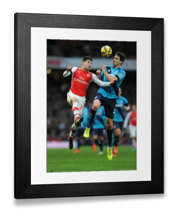 Framed Print : Arsenal vs Stoke City: Hector Bellerin vs Philipp Wollscheid - Intense Battle at Emirates Stadium, Premier League 2014-15