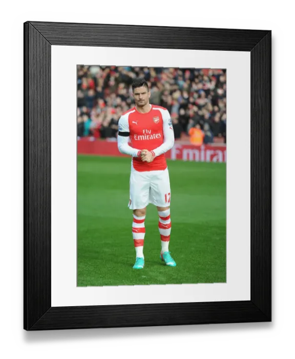 Framed Print : Arsenal's Olivier Giroud Prepares for Arsenal vs Stoke City (2014-15) Framed Print : Arsenal's Olivier Giroud Prepares for Arsenal vs Stoke City (2014-15)