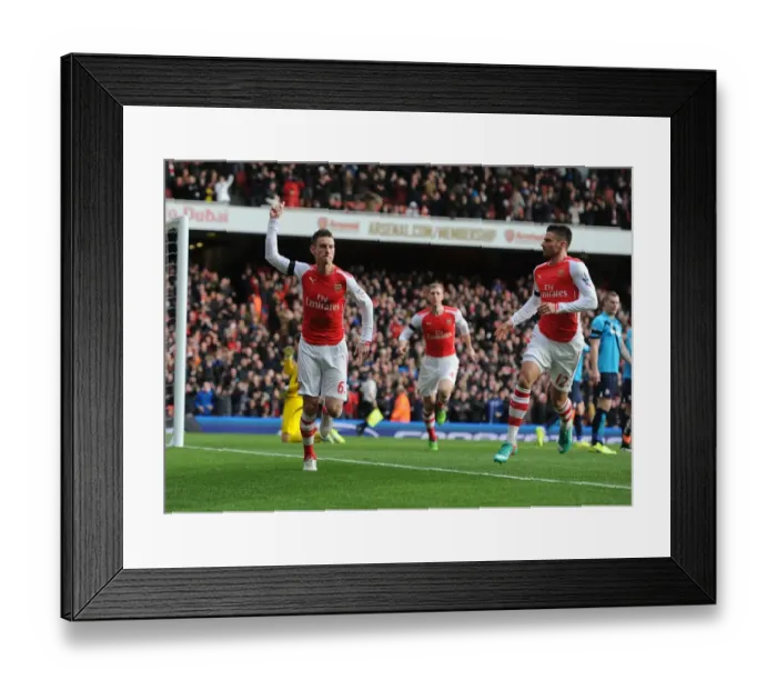 Framed Print : Arsenal's Koscielny and Giroud Celebrate Goal Against Stoke City (2014-15)