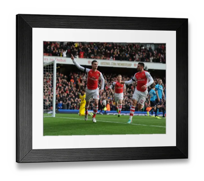 Framed Print : Arsenal: Koscielny and Giroud's Unforgettable Goal Celebration vs Stoke City (2014-15)