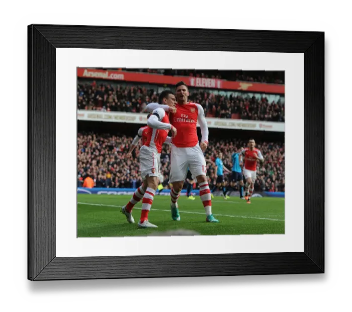 Framed Print : Arsenal: Koscielny and Giroud's Unforgettable Goal Celebration vs Stoke City (2014-15) Framed Print : Arsenal: Koscielny and Giroud's Unforgettable Goal Celebration vs Stoke City (2014-15)