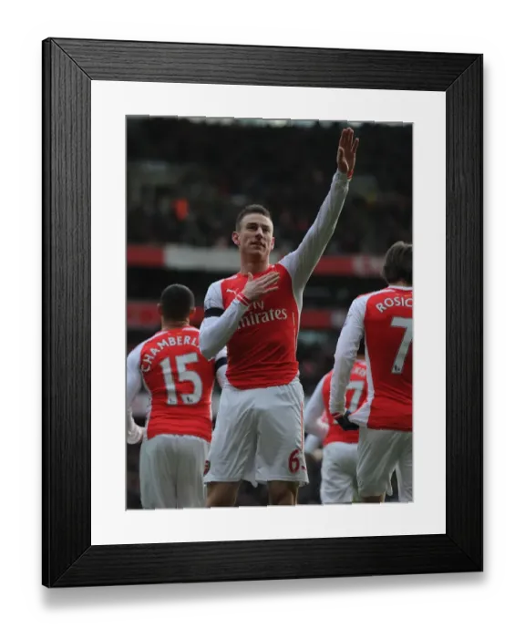 Framed Print : Koscielny's Last-Minute Goal: Arsenal Snatch Dramatic Victory Against Stoke City, 2014-15 Premier League
