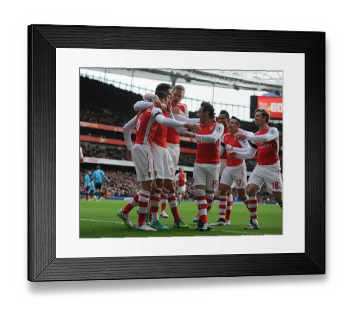Framed Print : Arsenal Celebrate Koscielny's Goal Against Stoke City, Premier League 2014-15 Framed Print : Arsenal Celebrate Koscielny's Goal Against Stoke City, Premier League 2014-15