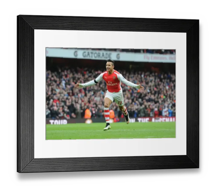 Framed Print : Alexis Sanchez Scores Arsenal's Second Goal vs Stoke City (2014-15) Framed Print : Alexis Sanchez Scores Arsenal's Second Goal vs Stoke City (2014-15)