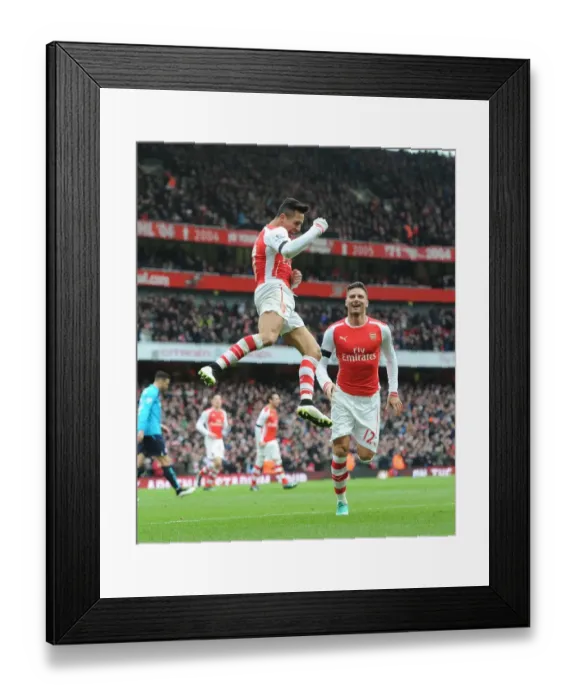 Framed Print : Alexis Sanchez Scores Second Goal: Arsenal vs. Stoke City, Premier League 2014-15