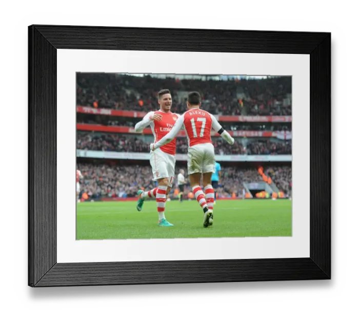Framed Print : Alexis Sanchez and Olivier Giroud Celebrate Arsenal's Second Goal vs Stoke City (2014-15)
