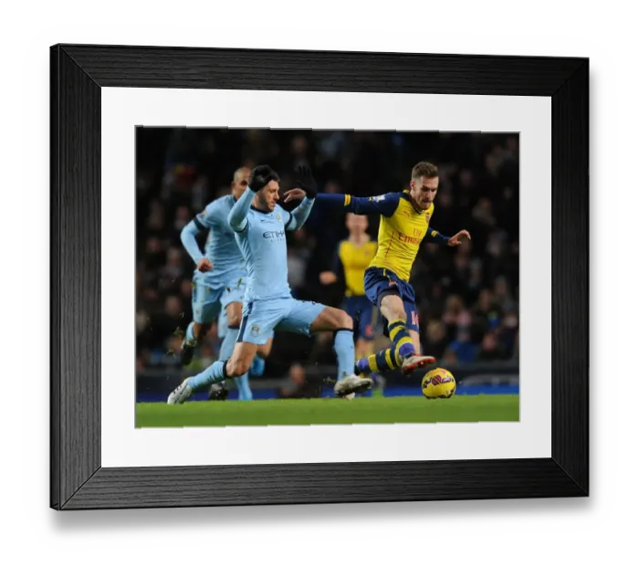 Framed Print : Ramsey vs. Demichelis: A Premier League Showdown - Manchester City vs. Arsenal, 2014-15