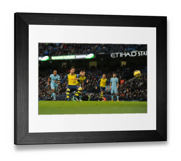 Framed Print : Santi Cazorla's Dramatic Penalty: Arsenal's Victory Over Manchester City, Premier League 2014-15