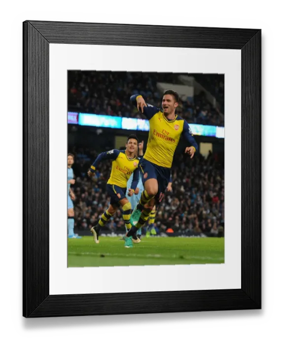 Framed Print : Olivier Giroud's Brace: Manchester City vs Arsenal, Premier League 2014-15
