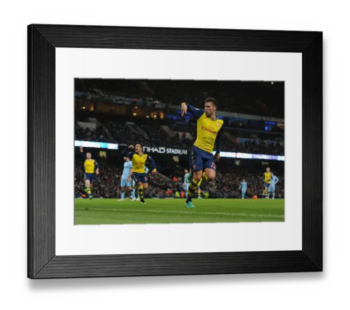 Framed Print : Olivier Giroud's Brace: Dramatic Arsenal Comeback against Manchester City, Premier League 2014-15