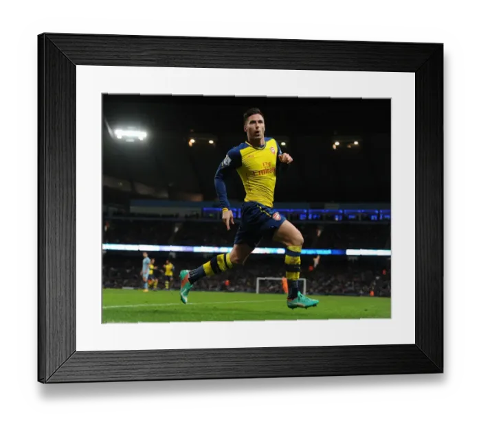 Framed Print : Olivier Giroud's Triumph: Arsenal's Second Goal vs Manchester City, Premier League 2014-15 Framed Print : Olivier Giroud's Triumph: Arsenal's Second Goal vs Manchester City, Premier League 2014-15