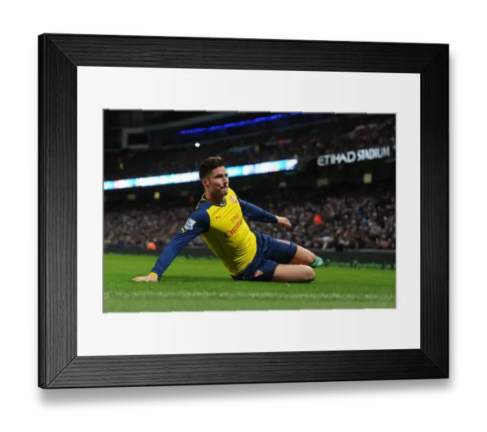 Framed Print : Olivier Giroud's Decisive Goal: Arsenal's Victory over Manchester City, Premier League 2014-15