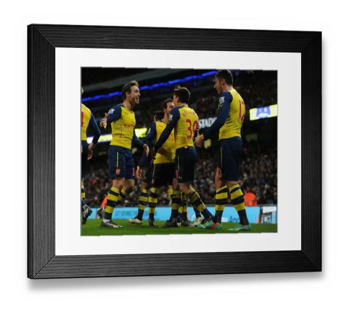 Framed Print : Olivier Giroud and Nacho Monreal Celebrate Arsenal's Goals Against Manchester City (2014-15) Framed Print : Olivier Giroud and Nacho Monreal Celebrate Arsenal's Goals Against Manchester City (2014-15)