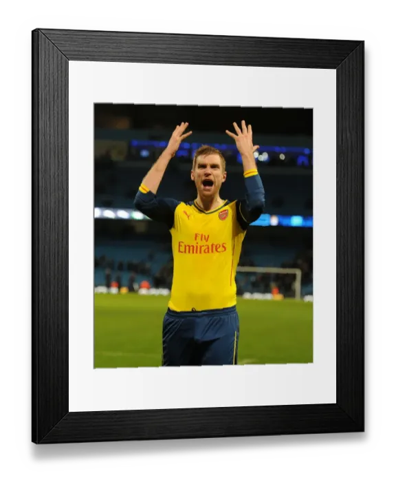 Framed Print : Per Mertesacker's Triumph: Arsenal's Victory over Manchester City - Premier League 2014-15