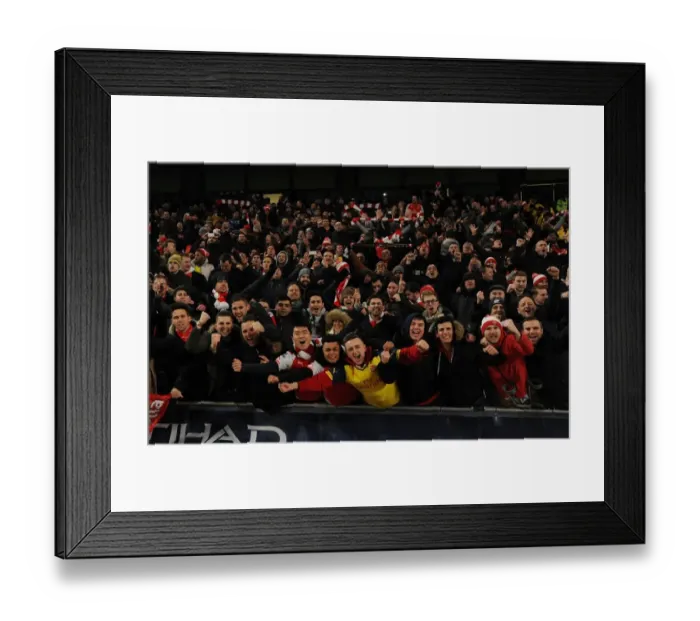 Framed Print : Arsenal Fans Celebrate Upset Win Against Manchester City (2014-15)