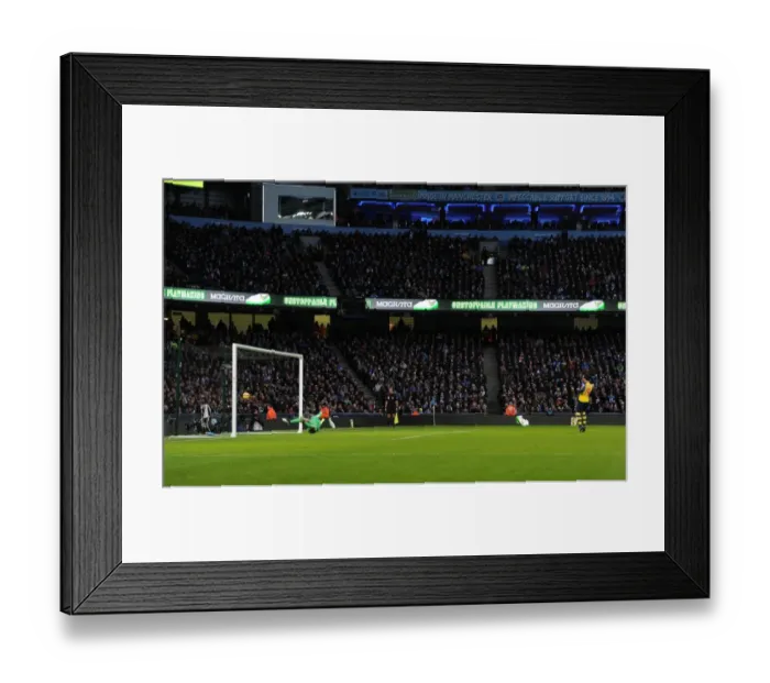 Framed Print : Santi Cazorla Scores Penalty Against Manchester City: Arsenal vs. Manchester City, Premier League 2014-15