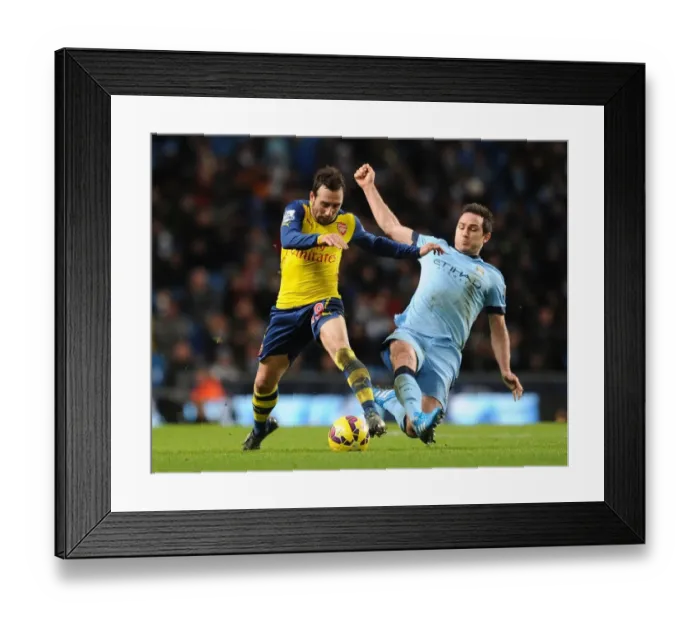 Framed Print : Santi Cazorla Outmaneuvers Frank Lampard: Manchester City vs. Arsenal, Premier League, 2014-15