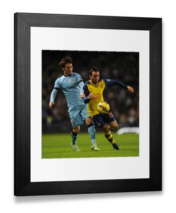 Framed Print : Clash of Midfield Maestros: Santi Cazorla vs. David Silva (Manchester City vs. Arsenal, 2014-15)