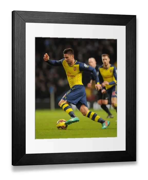 Framed Print : Olivier Giroud: Arsenal's Battle at the Etihad vs. Manchester City, 2014-15