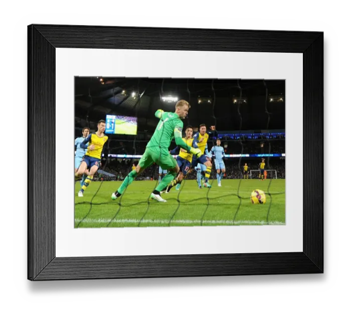 Framed Print : Olivier Giroud Scores Stunning Goal Past Joe Hart: Manchester City vs. Arsenal, Premier League 2014-15