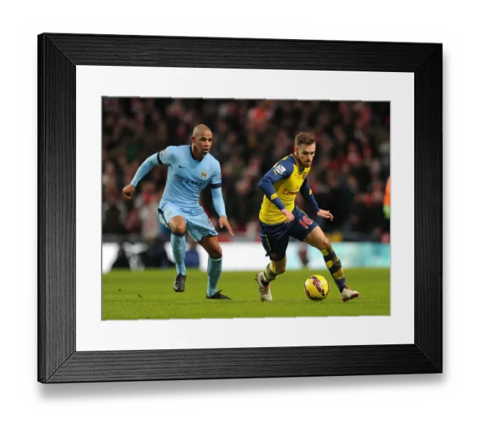 Framed Print : Ramsey's Unstoppable Sprint: Outpacing Fernando (Manchester City vs. Arsenal, 2014-15)