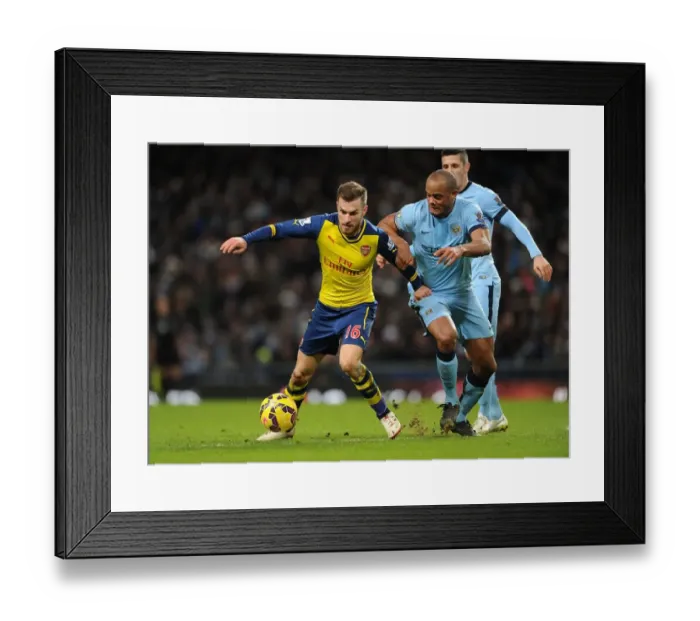 Framed Print : Clash of Titans: Ramsey vs. Kompany - Manchester City vs. Arsenal, Premier League, 2014-15 Framed Print : Clash of Titans: Ramsey vs. Kompany - Manchester City vs. Arsenal, Premier League, 2014-15