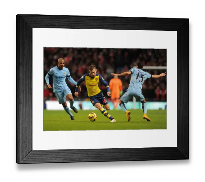 Framed Print : Aaron Ramsey Dodges Past Jesus Navas and Fernando: Manchester City vs Arsenal, Premier League 2014-15 Framed Print : Aaron Ramsey Dodges Past Jesus Navas and Fernando: Manchester City vs Arsenal, Premier League 2014-15