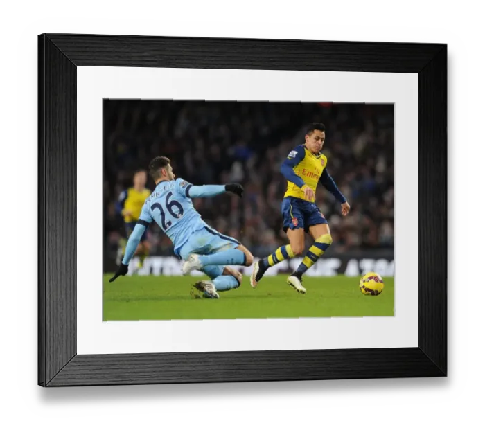 Framed Print : Clash of Titans: Sanchez vs. Demichelis - Manchester City vs. Arsenal, Premier League 2014-15 Framed Print : Clash of Titans: Sanchez vs. Demichelis - Manchester City vs. Arsenal, Premier League 2014-15