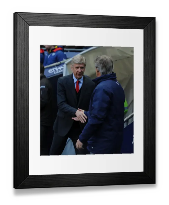 Framed Print : Arsene Wenger and Manuel Pellegrini: Pre-Match Handshake at Manchester City vs Arsenal (2014-15) Framed Print : Arsene Wenger and Manuel Pellegrini: Pre-Match Handshake at Manchester City vs Arsenal (2014-15)