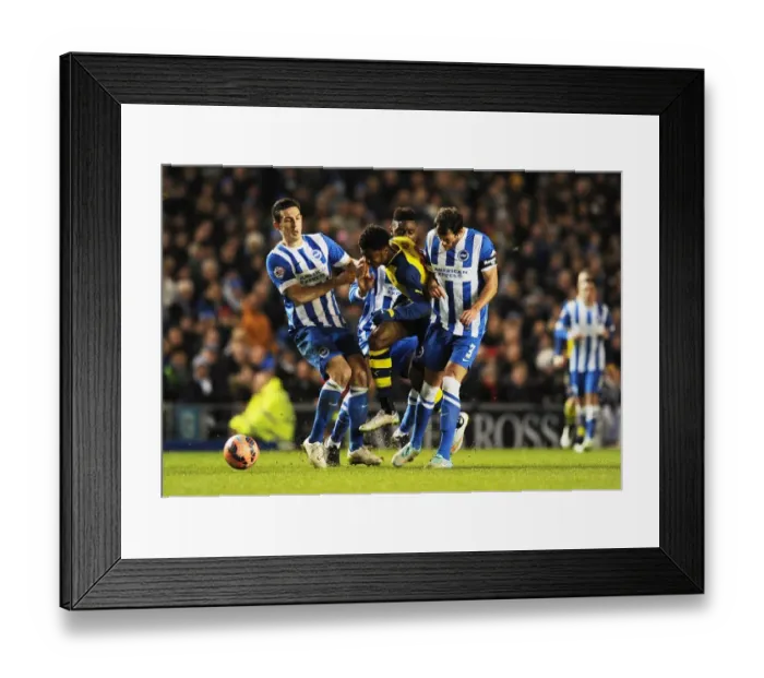 Framed Print : FA Cup: Arsenal's Chuba Akpom Fouled by Brighton's Greer and Dunk Framed Print : FA Cup: Arsenal's Chuba Akpom Fouled by Brighton's Greer and Dunk