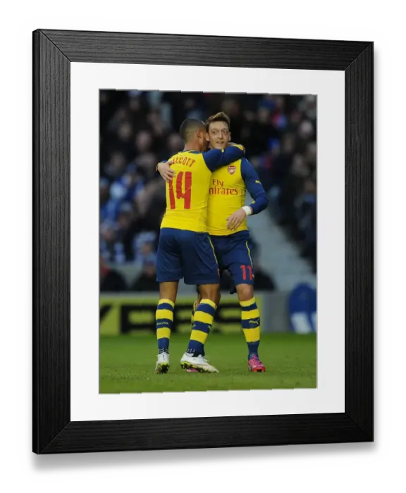 Framed Print : Arsenal's Ozil and Walcott Celebrate FA Cup Double Strike Against Brighton Framed Print : Arsenal's Ozil and Walcott Celebrate FA Cup Double Strike Against Brighton