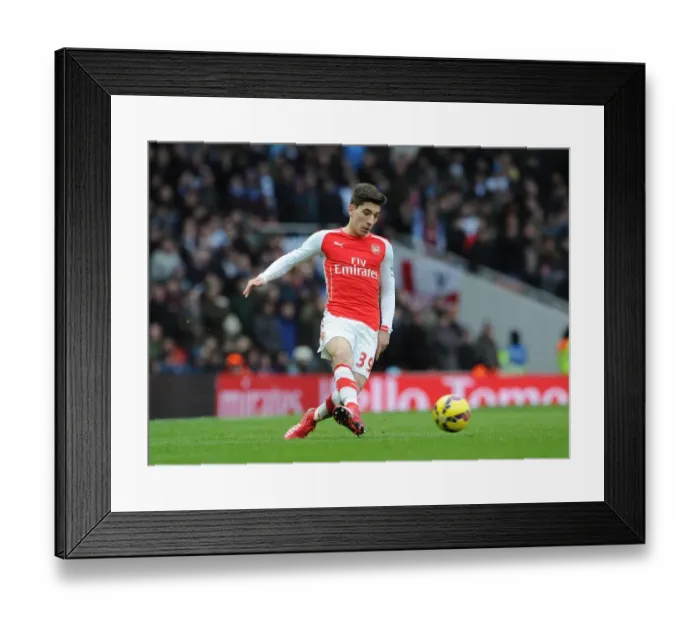 Framed Print : Hector Bellerin: Arsenal's Unstoppable Force in Action against Aston Villa, Premier League 2014-15
