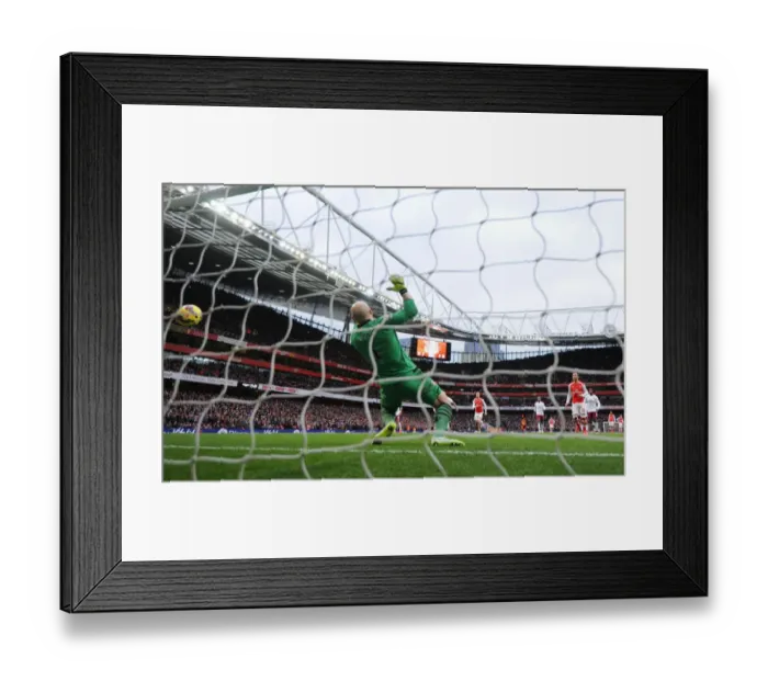 Framed Print : Santi Cazorla Scores Penalty: Arsenal's Goal No. 4 Against Aston Villa (2014-15)